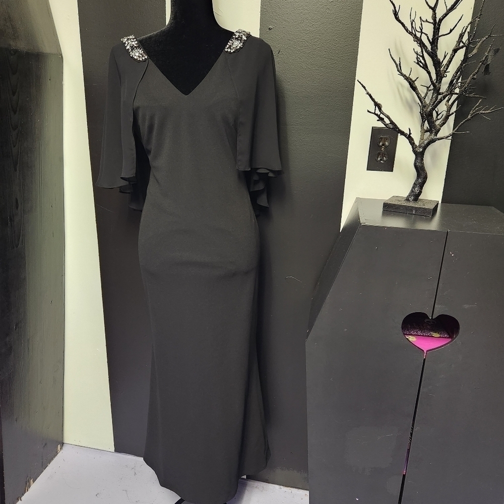 GOTHIC cape cowl maxi dress US6